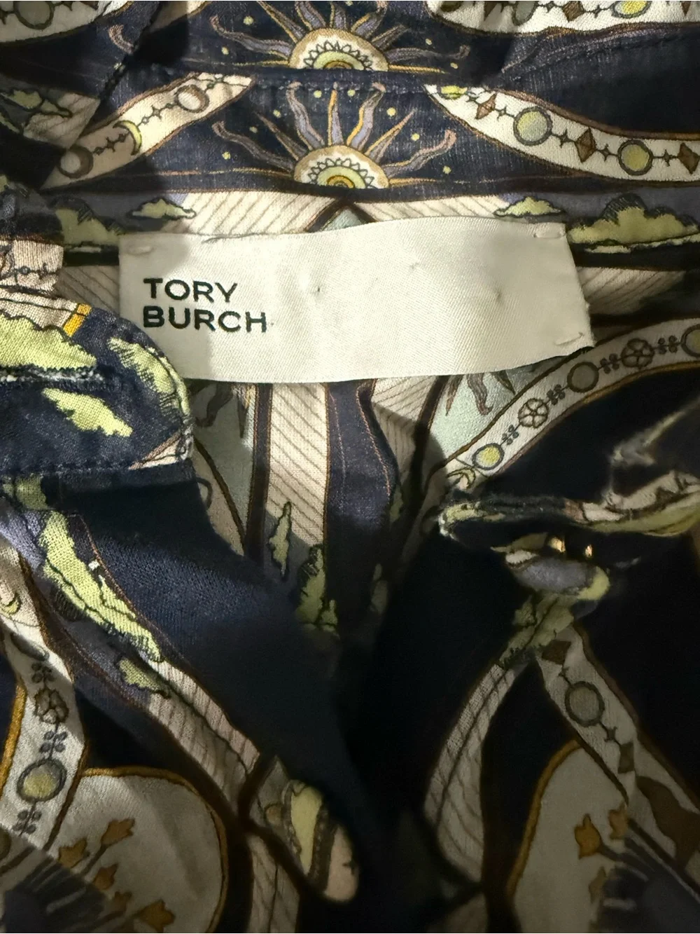 Tory Burch printed shirtdress in navy sundial s